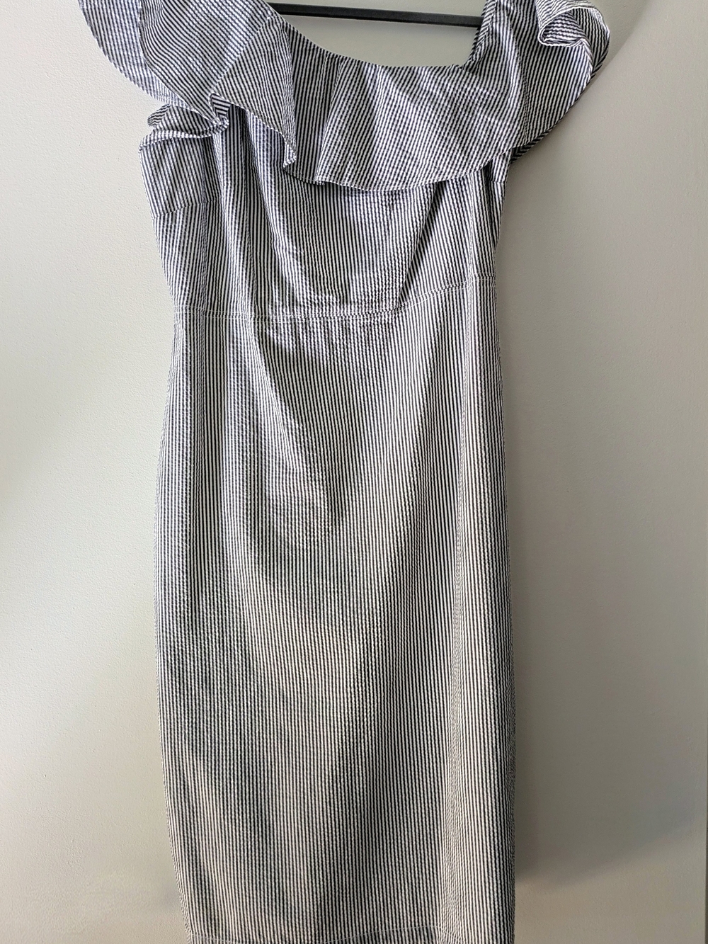 Banana Republic Black & White Striped One-Shoulder Ruffle Dress, Size 6